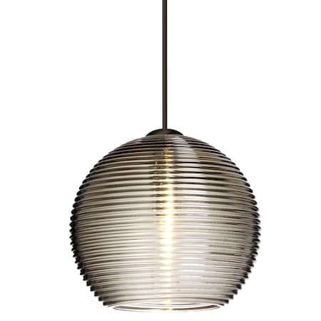 Besa Lighting Kristall 6 Cord Pendant, Smoke, Bronze Finish, 1x5W LED 1XT-461502-LED-BR